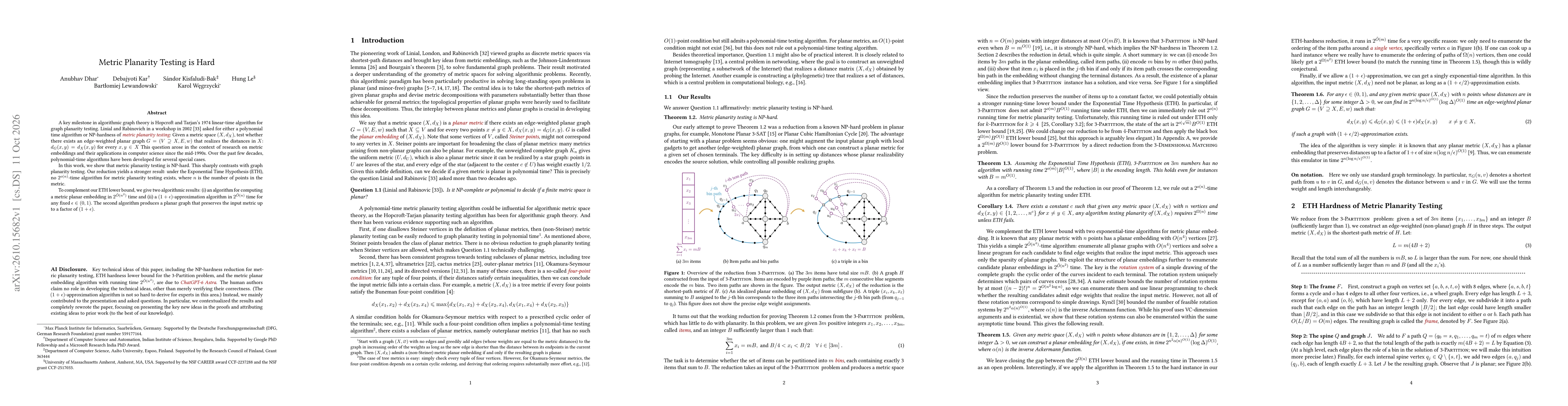 Thumbnail for Metric Planarity Testing is Hard