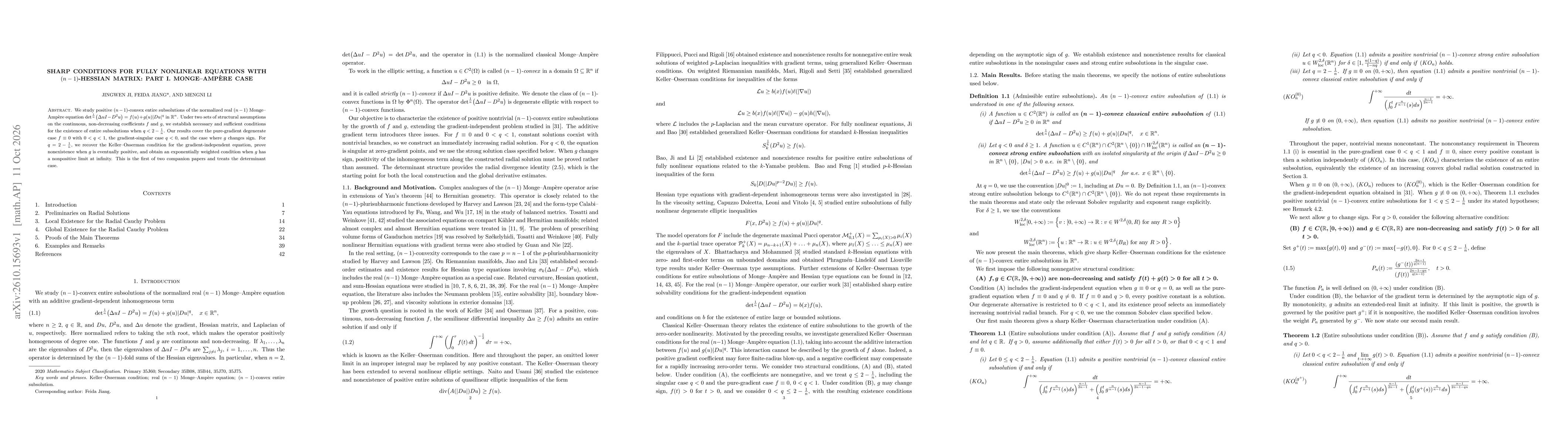 Thumbnail for Sharp conditions for fully nonlinear equations with $(n-1)$-Hessian matrix: Part I. Monge--Ampère case
