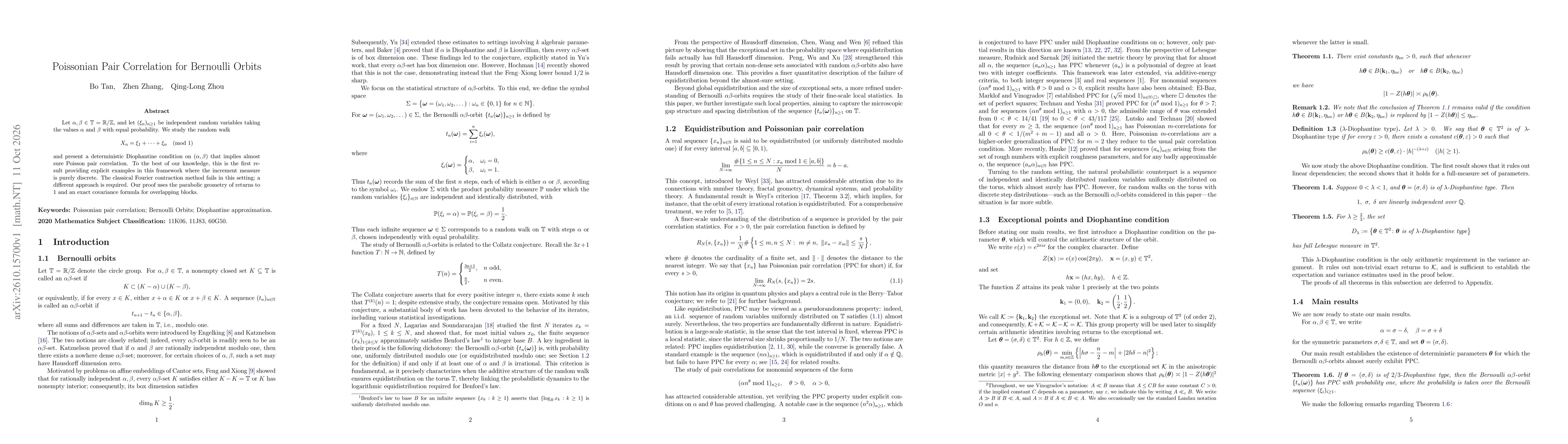 Thumbnail for Poissonian Pair Correlation for Bernoulli Orbits