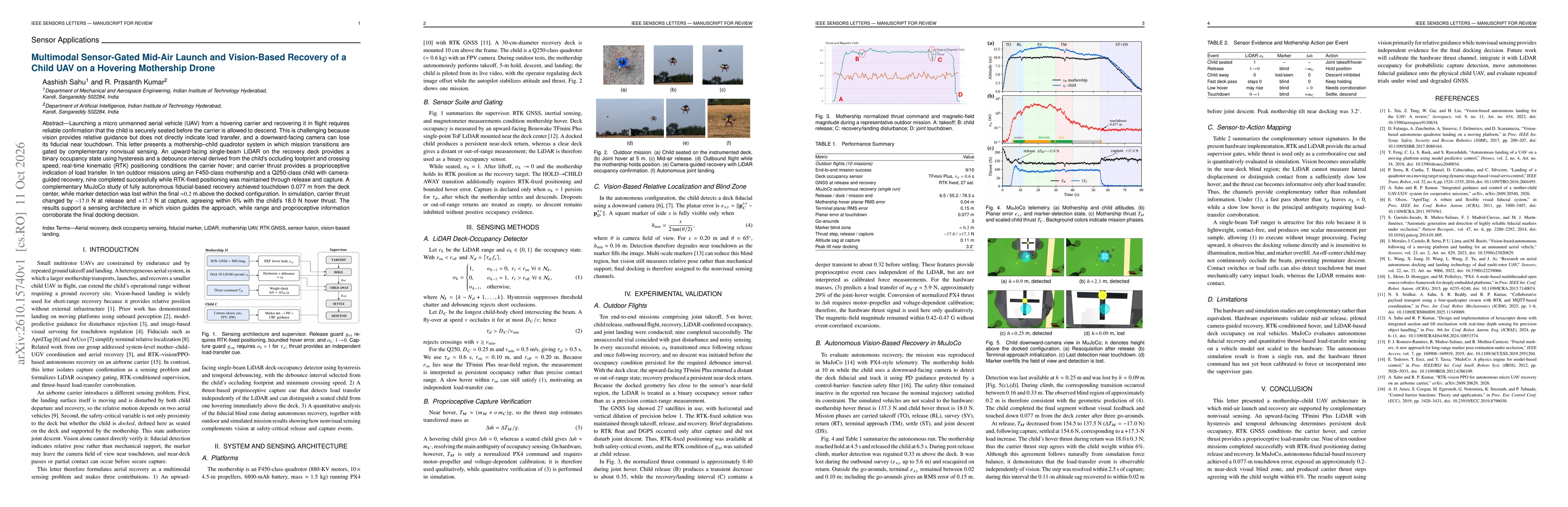 Thumbnail for Multimodal Sensor-Gated Mid-Air Launch and Vision-Based Recovery of a Child UAV on a Hovering Mothership Drone