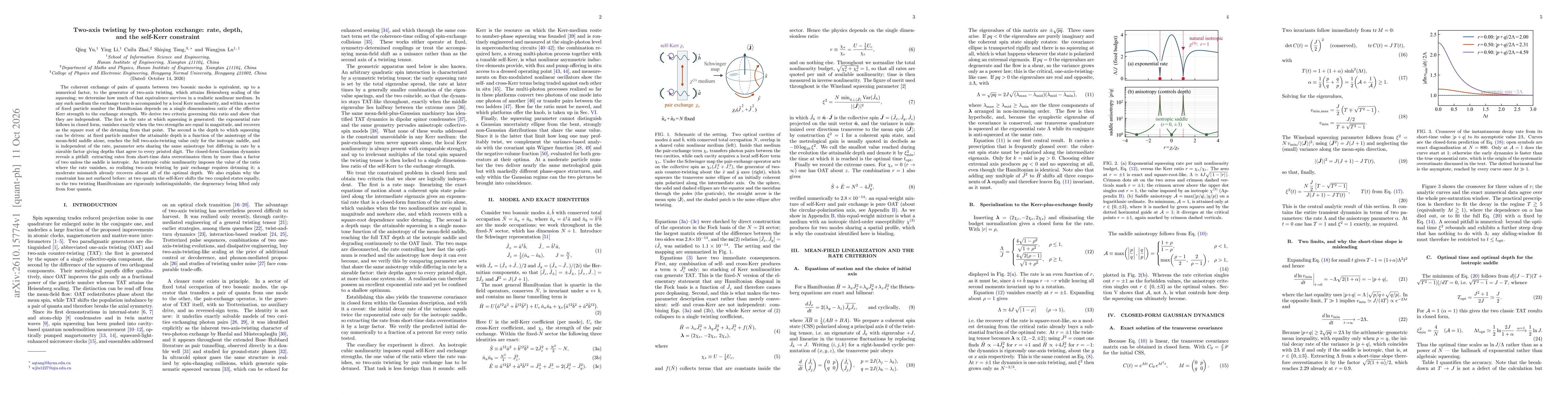 Thumbnail for Two-axis twisting by two-photon exchange: rate, depth, and the self-Kerr constraint