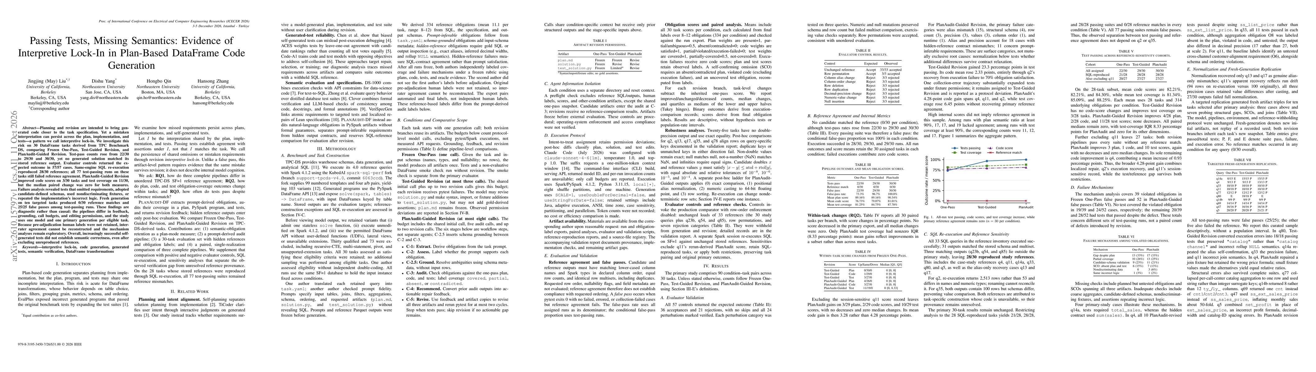Thumbnail for Passing Tests, Missing Semantics: Evidence of Interpretive Lock-In in Plan-Based DataFrame Code Generation