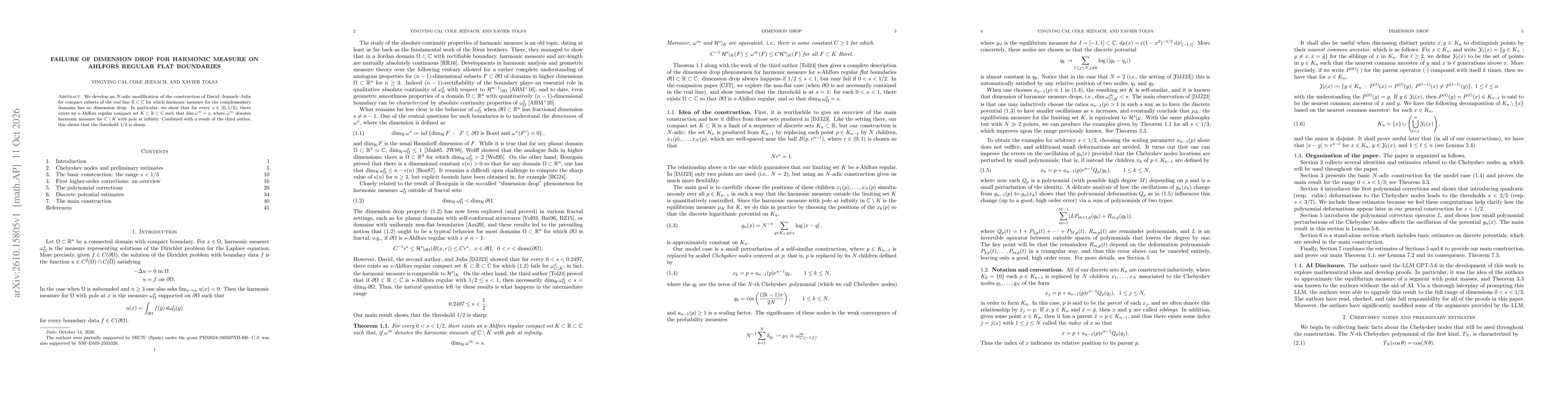 Thumbnail for Failure of dimension drop for harmonic measure on Ahlfors regular flat boundaries