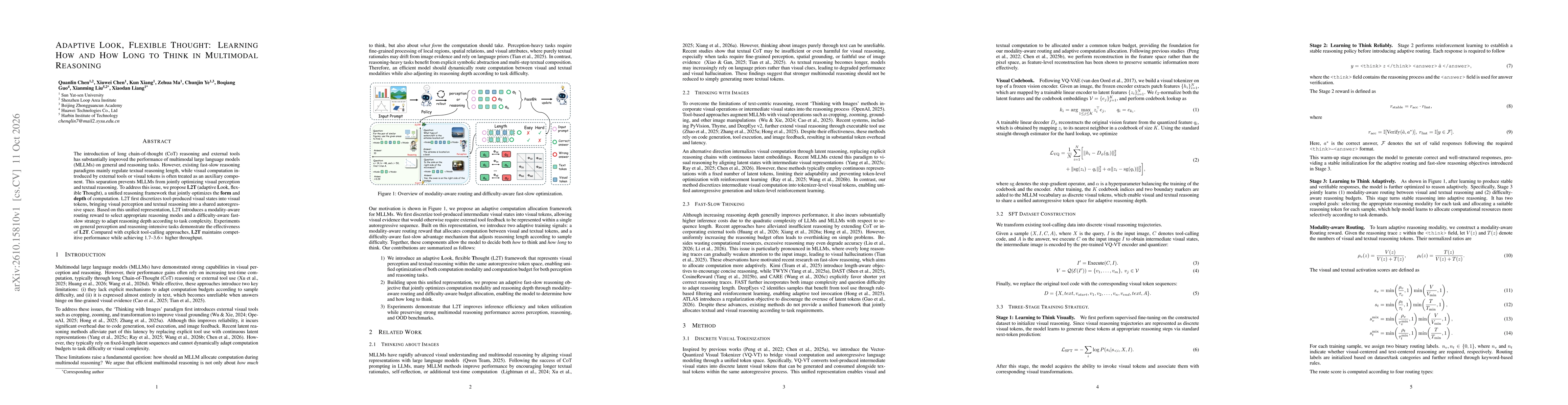 Thumbnail for Adaptive Look, Flexible Thought: Learning How and How Long to Think in Multimodal Reasoning