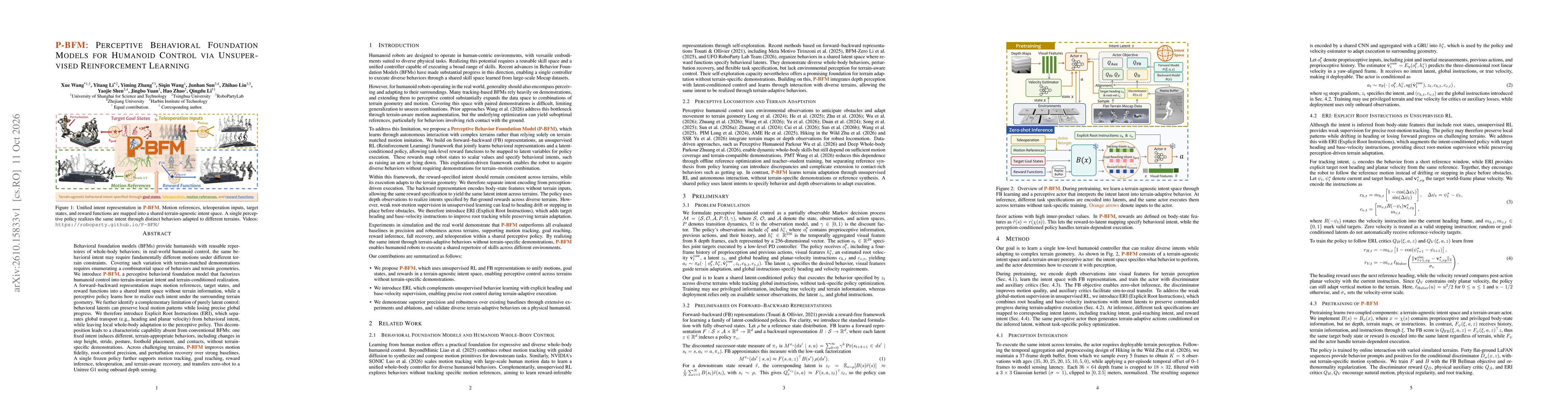 Thumbnail for P-BFM: Perceptive Behavioral Foundation Models for Humanoid Control via Unsupervised Reinforcement Learning