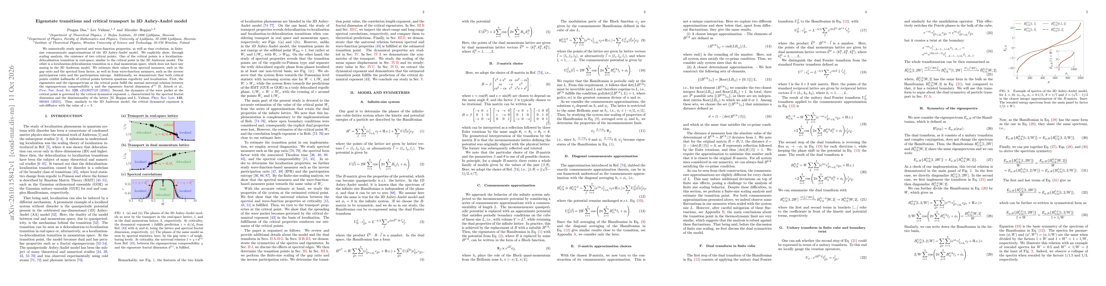 Thumbnail for Eigenstate transitions and critical transport in 3D Aubry-André model