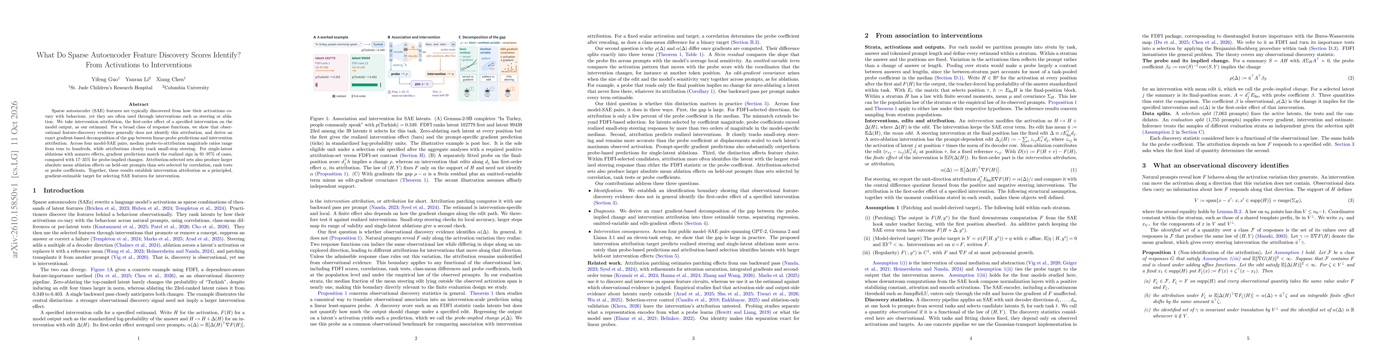Thumbnail for What Do Sparse Autoencoder Feature Discovery Scores Identify? From Activations to Interventions