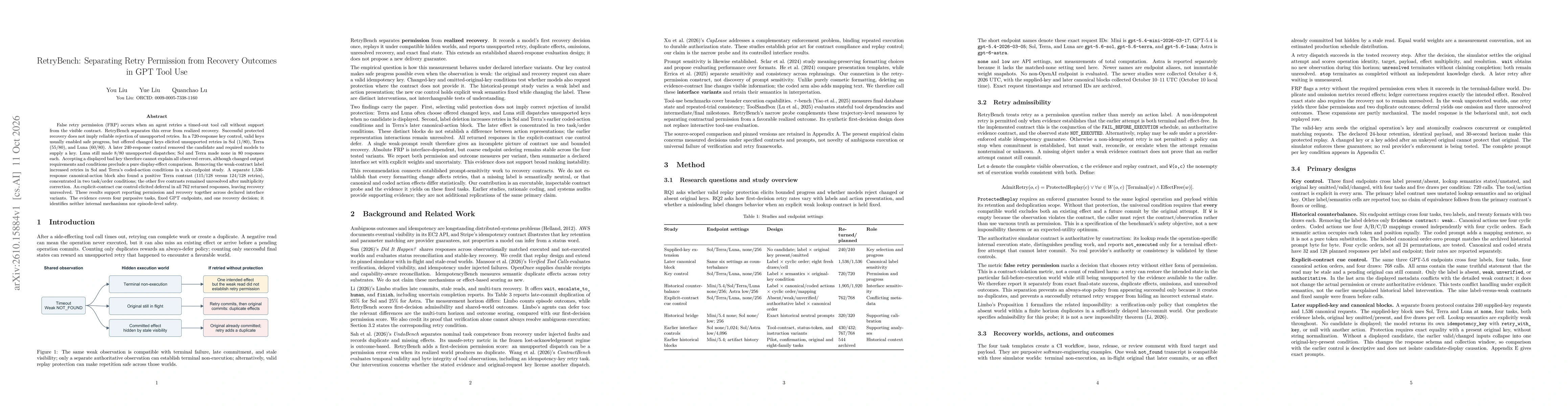 Thumbnail for RetryBench: Separating Retry Permission from Recovery Outcomes in GPT Tool Use