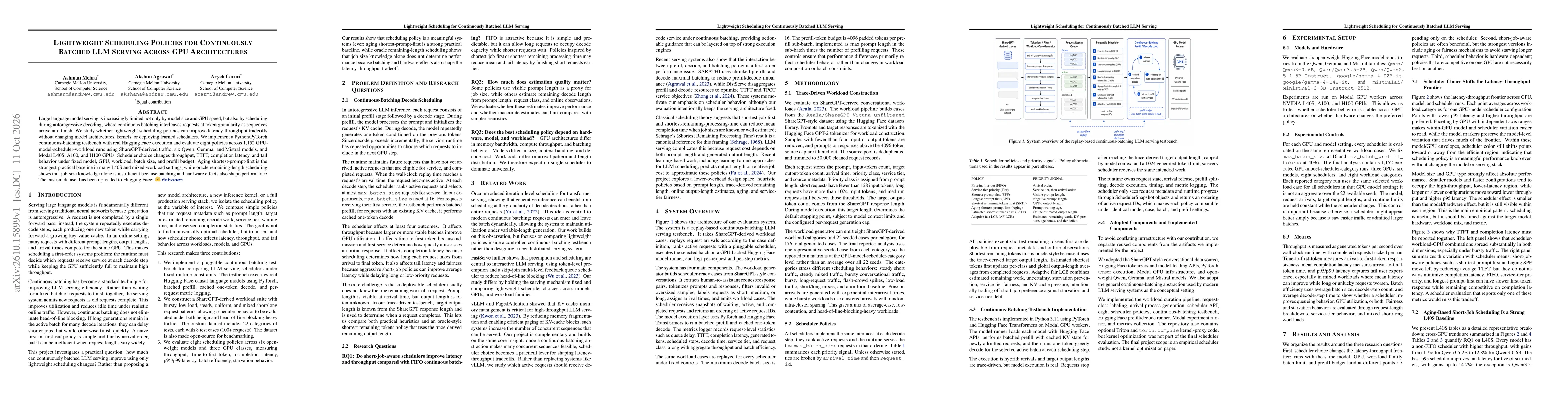 Thumbnail for Lightweight Scheduling Policies for Continuously Batched LLLM Serving Across GPU Architectures