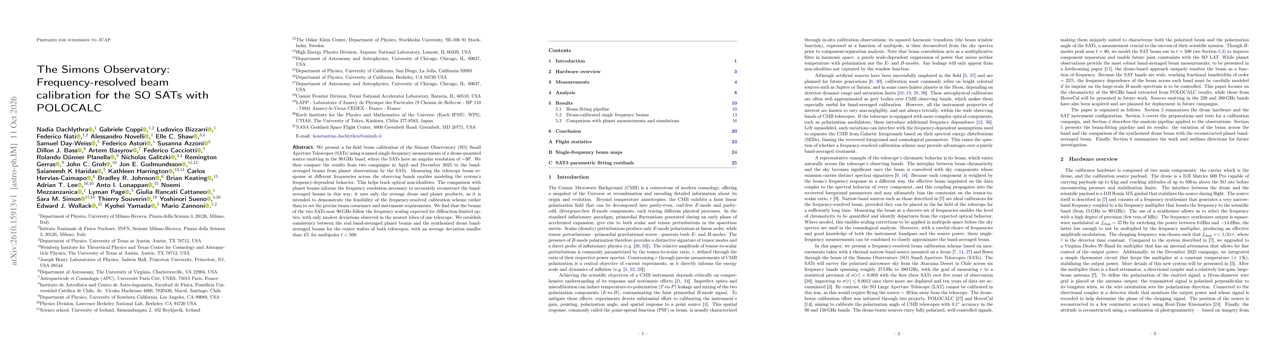 Thumbnail for The Simons Observatory: Frequency-resolved beam calibration for the SO SATs with POLOCALC