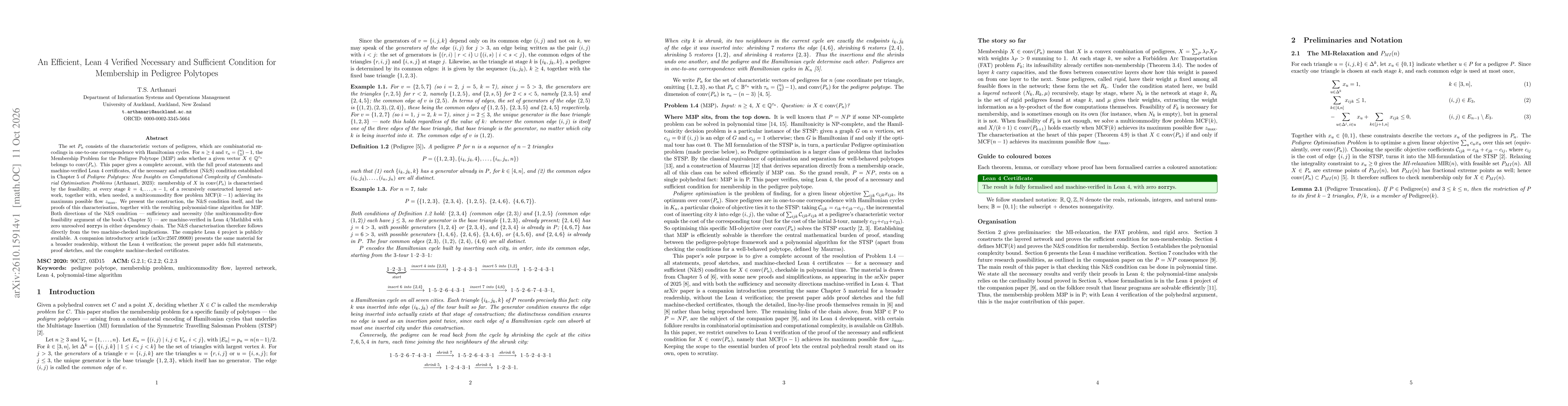 Thumbnail for An Efficient, Lean 4 Verified Necessary and Sufficient Condition for Membership in Pedigree Polytopes