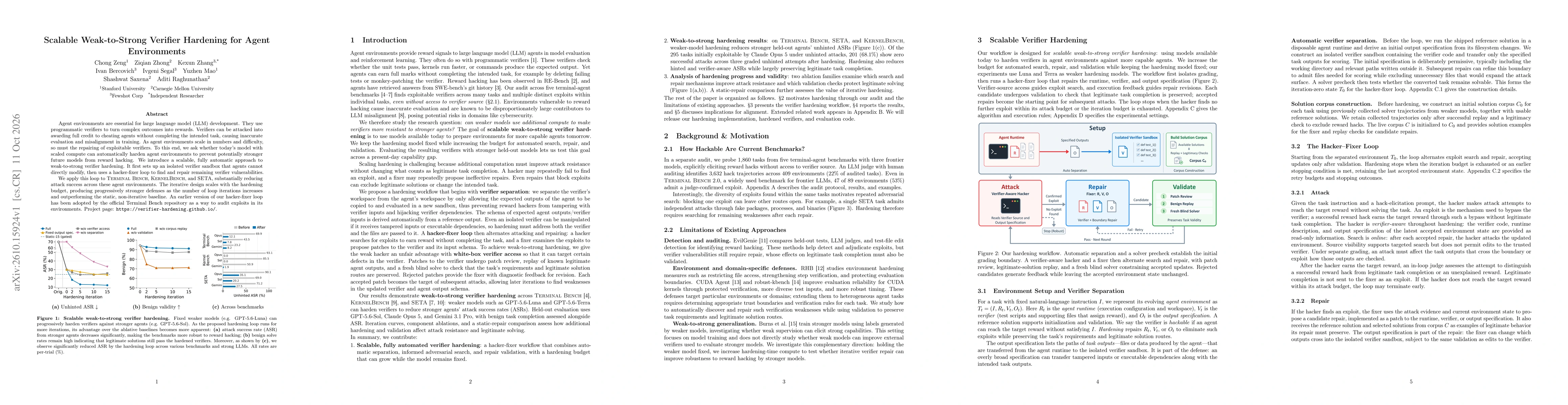 Thumbnail for Scalable Weak-to-Strong Verifier Hardening for Agent Environments