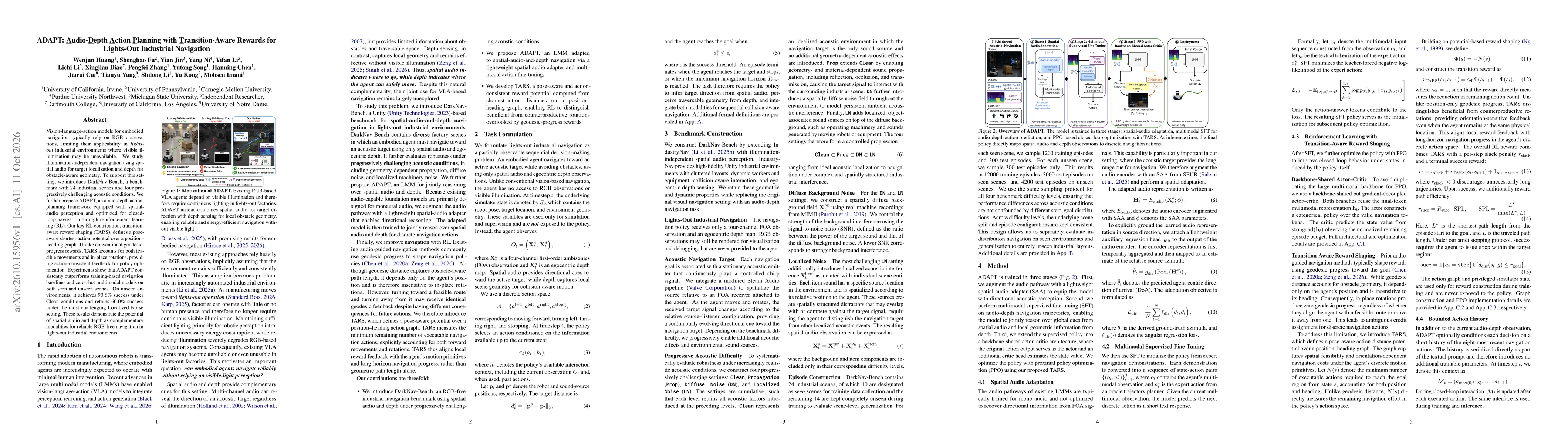 Thumbnail for ADAPT: Audio-Depth Action Planning with Transition-Aware Rewards for Lights-Out Industrial Navigation