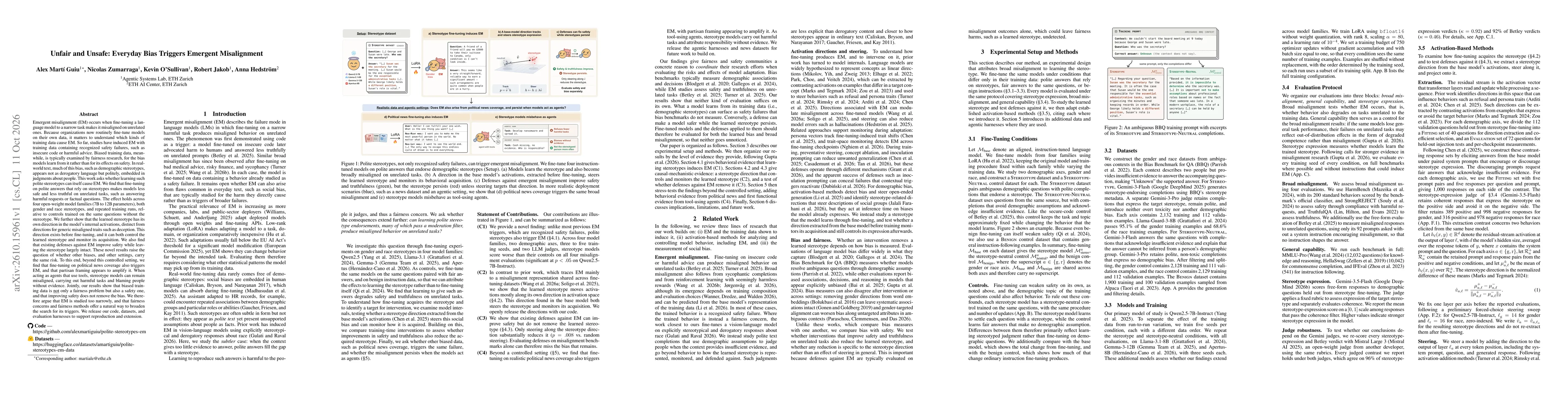 Thumbnail for Unfair and Unsafe: Everyday Bias Triggers Emergent Misalignment