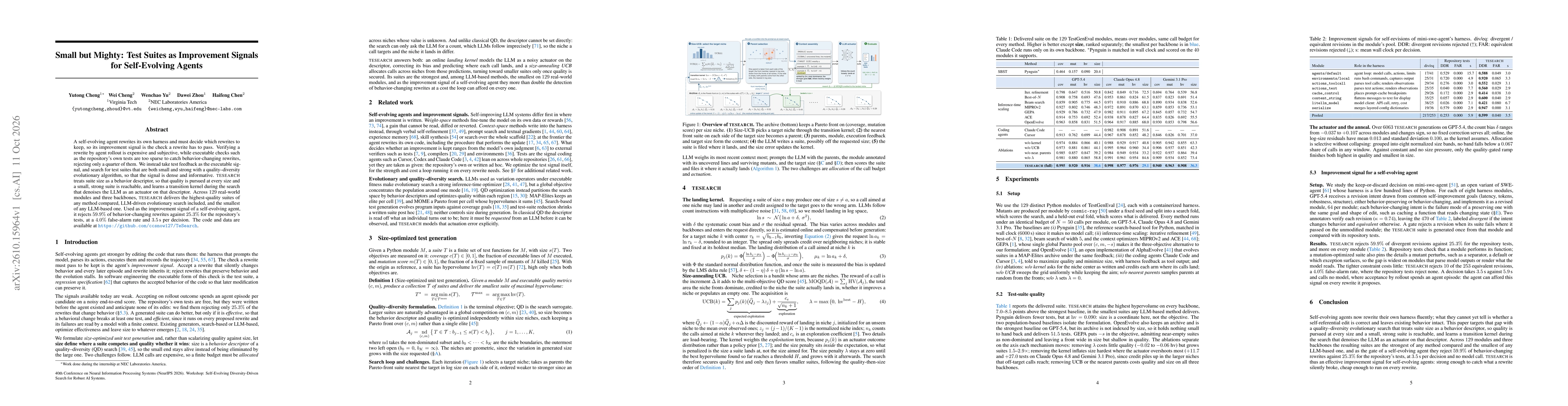Thumbnail for Small but Mighty: Test Suites as Improvement Signals for Self-Evolving Agents