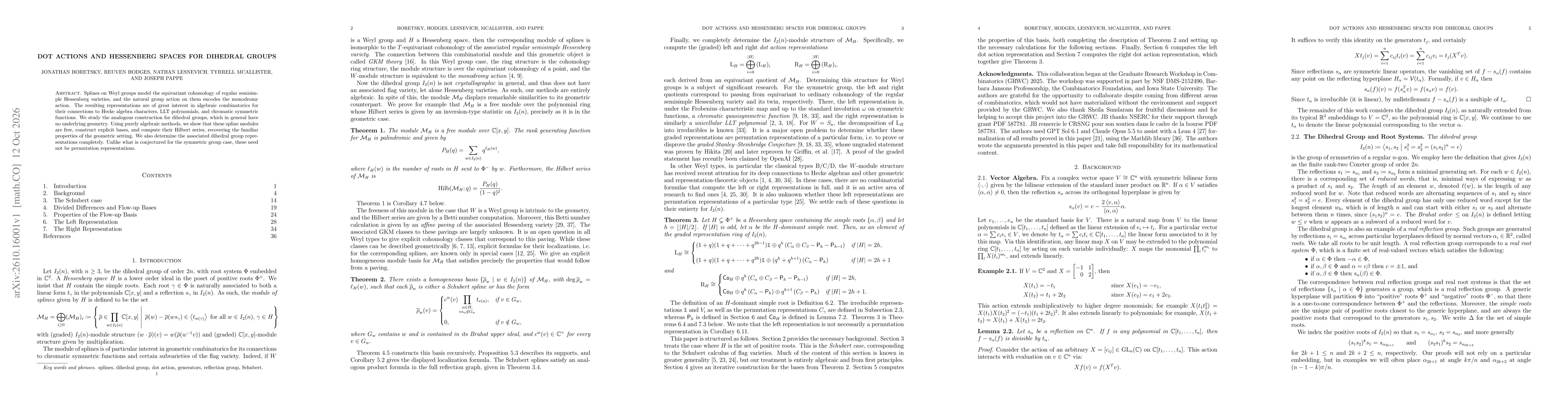 Thumbnail for Dot actions and Hessenberg spaces for dihedral groups
