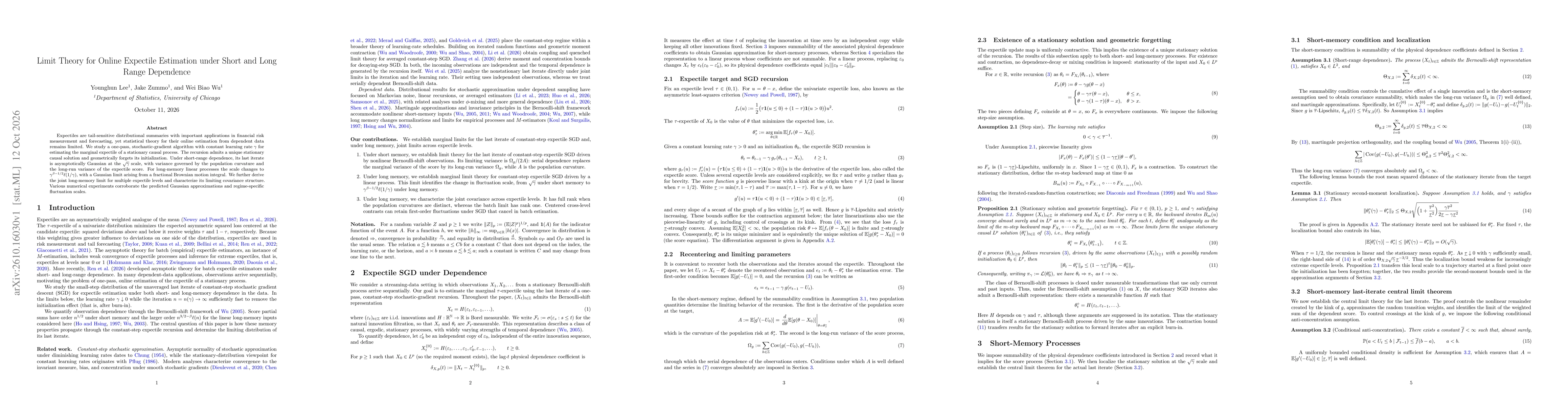 Thumbnail for Limit Theory for Online Expectile Estimation under Short and Long Range Dependence