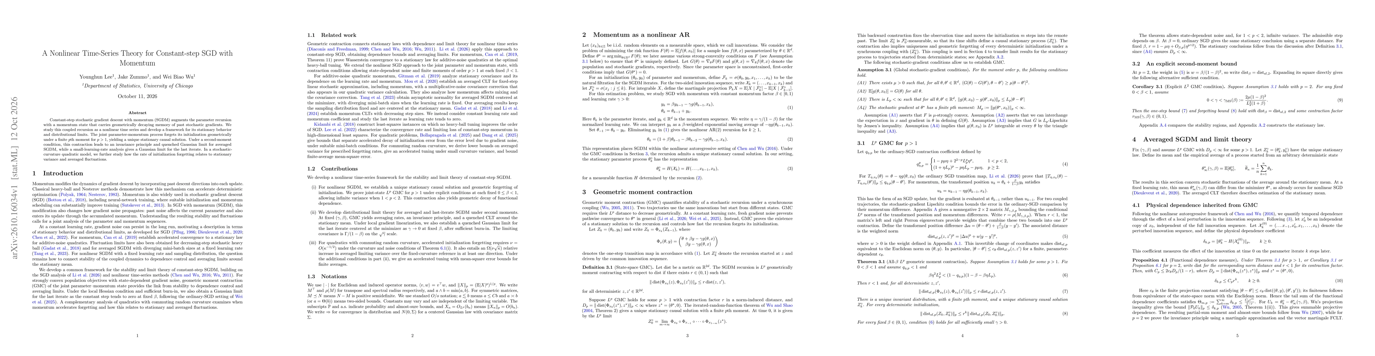 Thumbnail for A Nonlinear Time-Series Theory for Constant-step SGD with Momentum