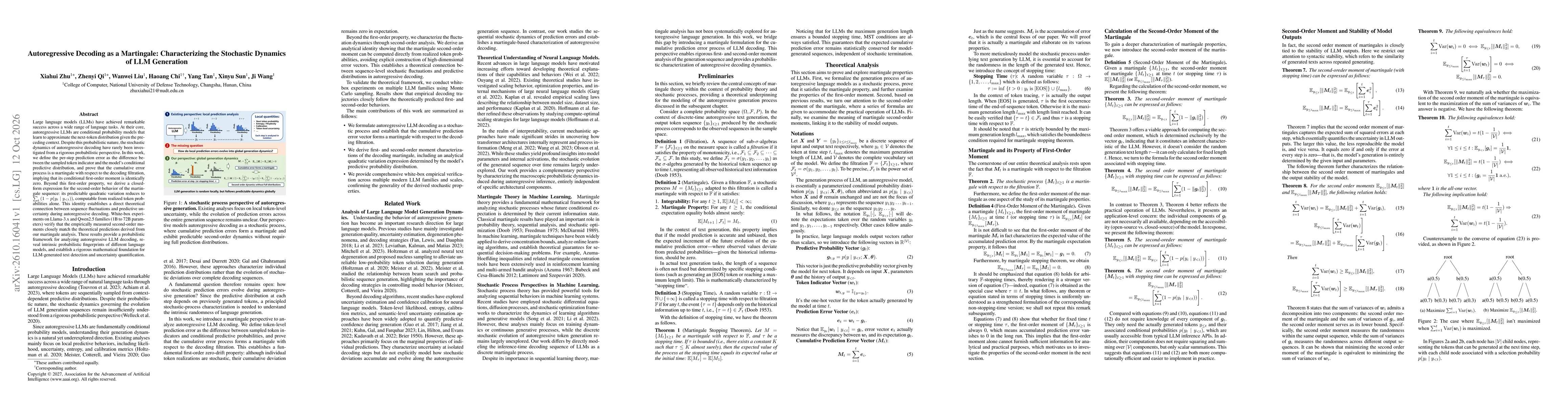 Thumbnail for Autoregressive Decoding as a Martingale: Characterizing the Stochastic Dynamics of LLM Generation