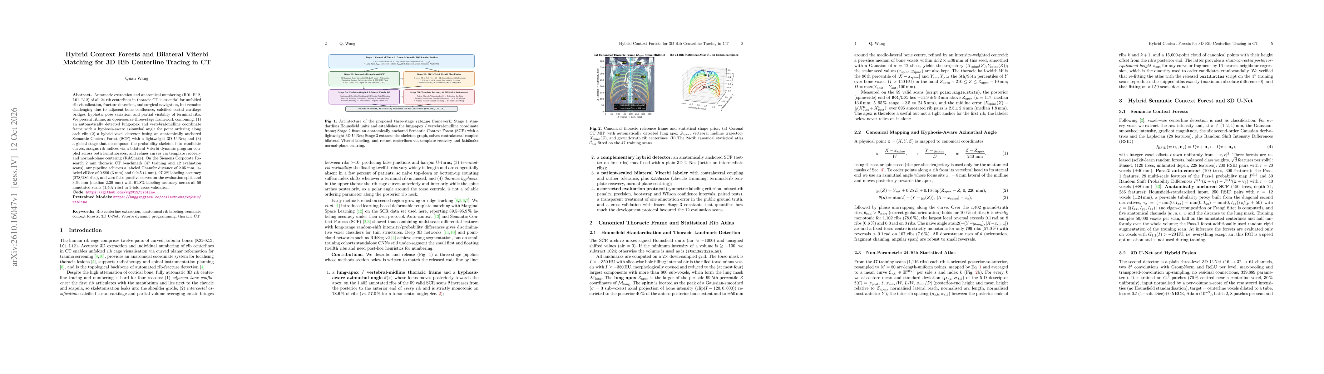 Thumbnail for Hybrid Context Forests and Bilateral Viterbi Matching for 3D Rib Centerline Tracing in CT
