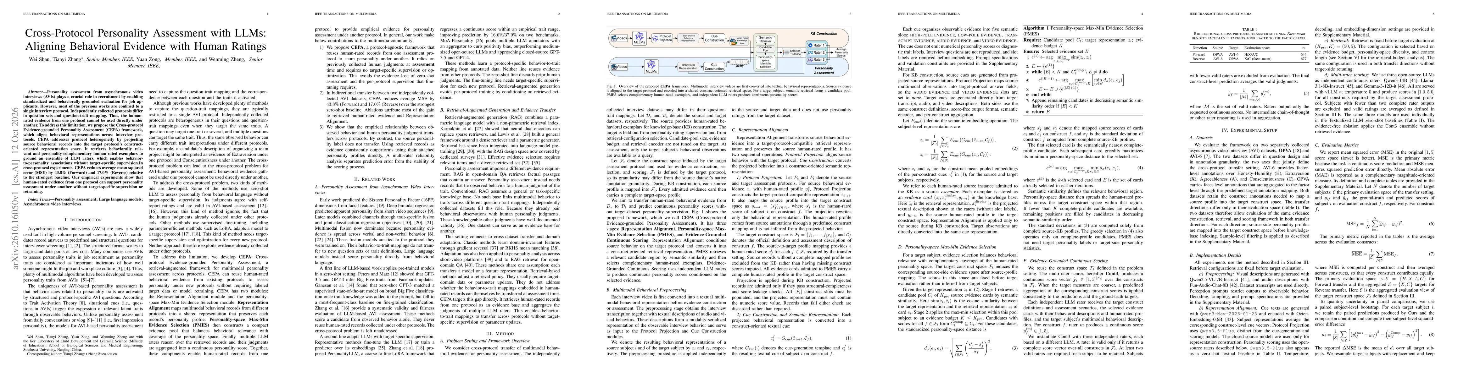 Thumbnail for Cross-Protocol Personality Assessment with LLMs: Aligning Behavioral Evidence with Human Ratings