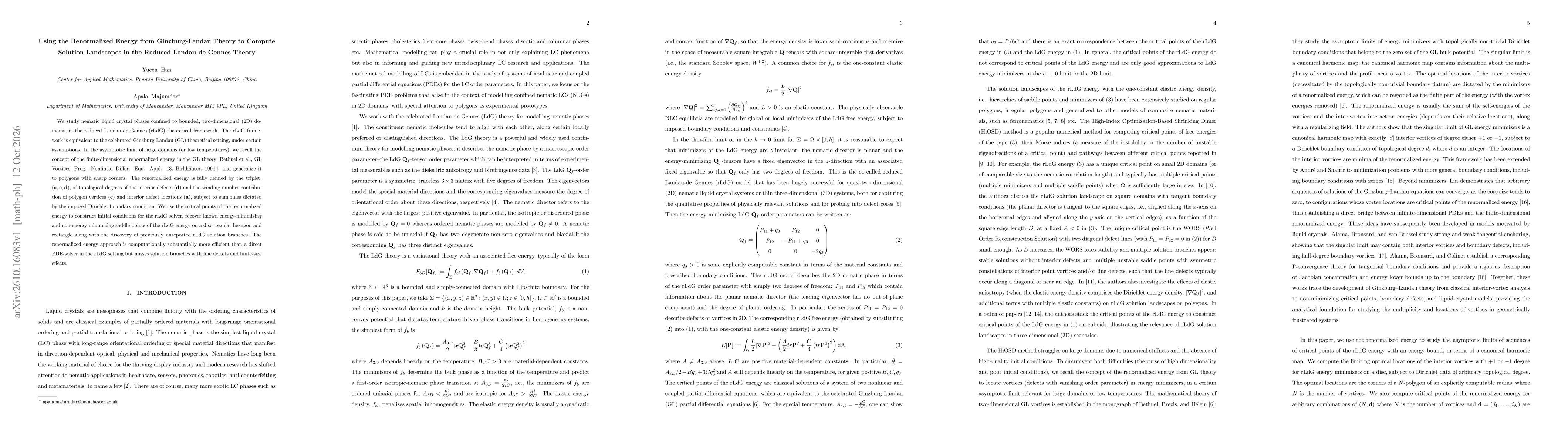 Thumbnail for Using the Renormalized Energy from Ginzburg-Landau Theory to Compute Solution Landscapes in the Reduced Landau-de Gennes Theory