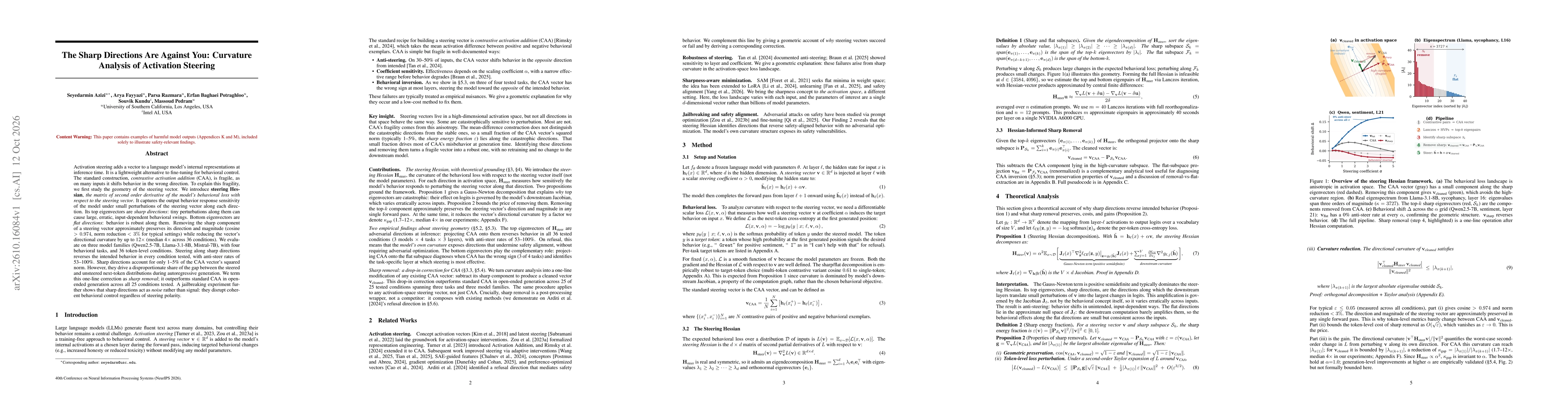 Thumbnail for The Sharp Directions Are Against You: Curvature Analysis of Activation Steering