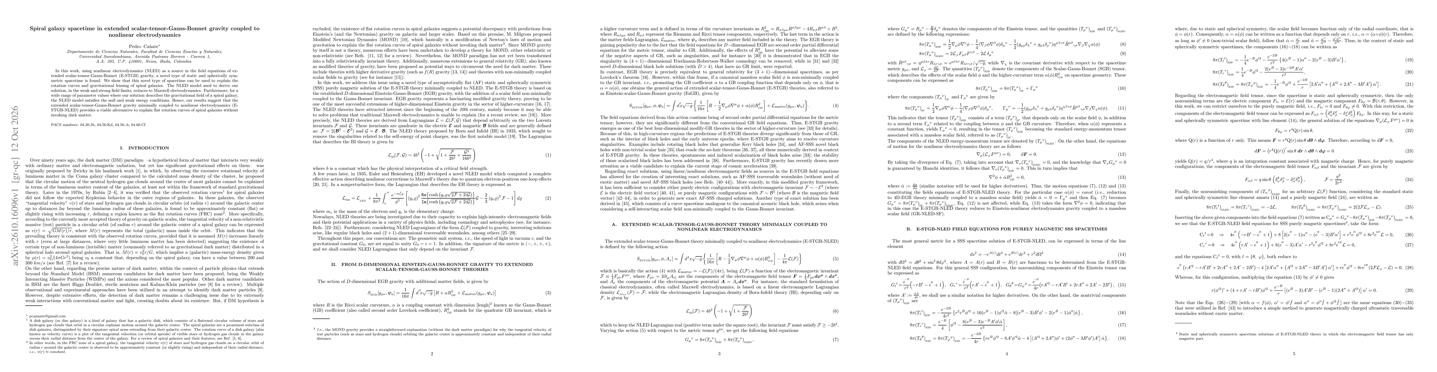 Thumbnail for Spiral galaxy spacetime in extended scalar-tensor-Gauss-Bonnet gravity coupled to nonlinear electrodynamics