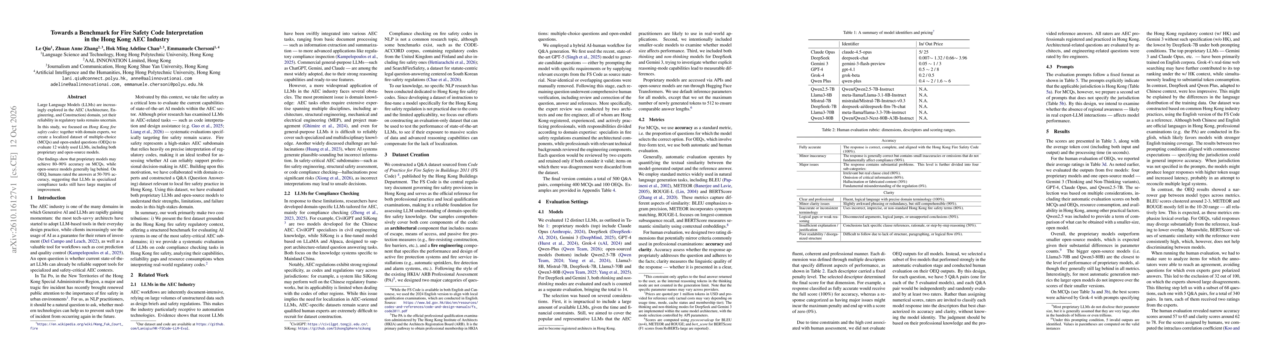 Thumbnail for Towards a Benchmark for Fire Safety Code Interpretation in the Hong Kong AEC Industry
