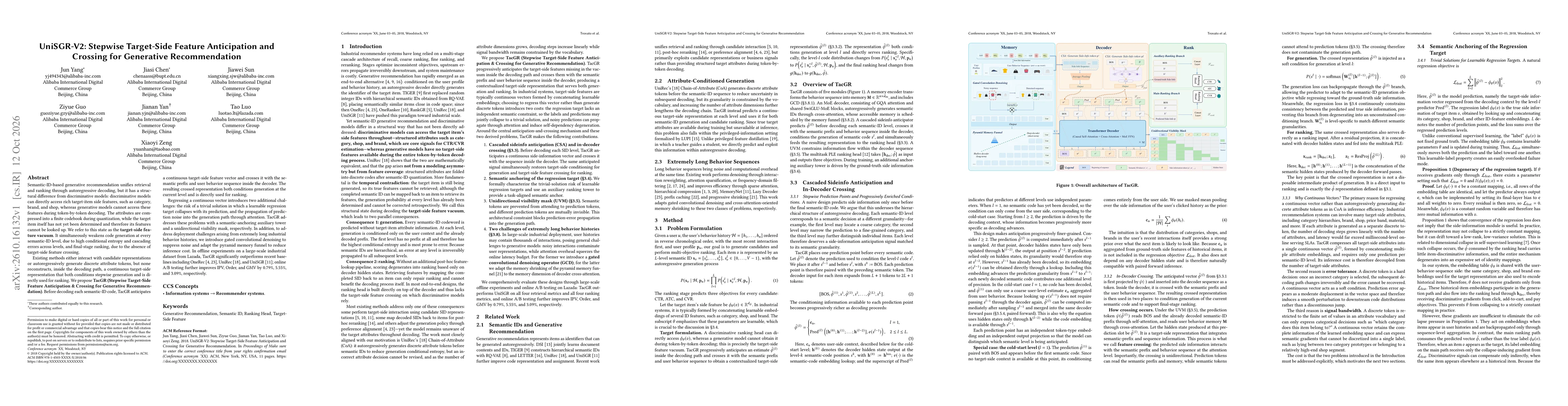 Thumbnail for UniSGR-V2: Stepwise Target-Side Feature Anticipation and Crossing for Generative Recommendation