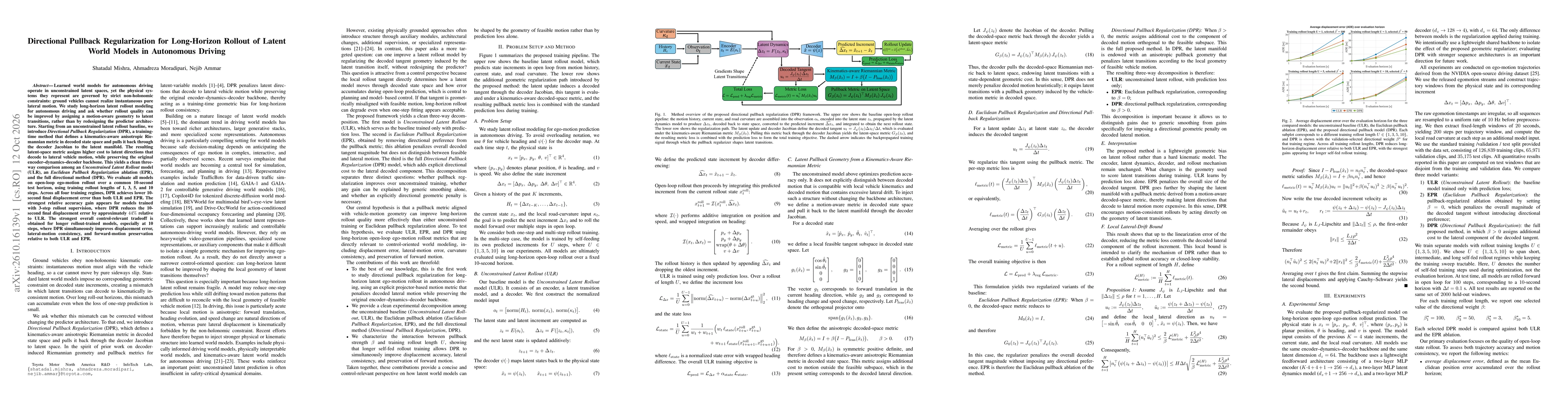Thumbnail for Directional Pullback Regularization for Long-Horizon Rollout of Latent World Models in Autonomous Driving