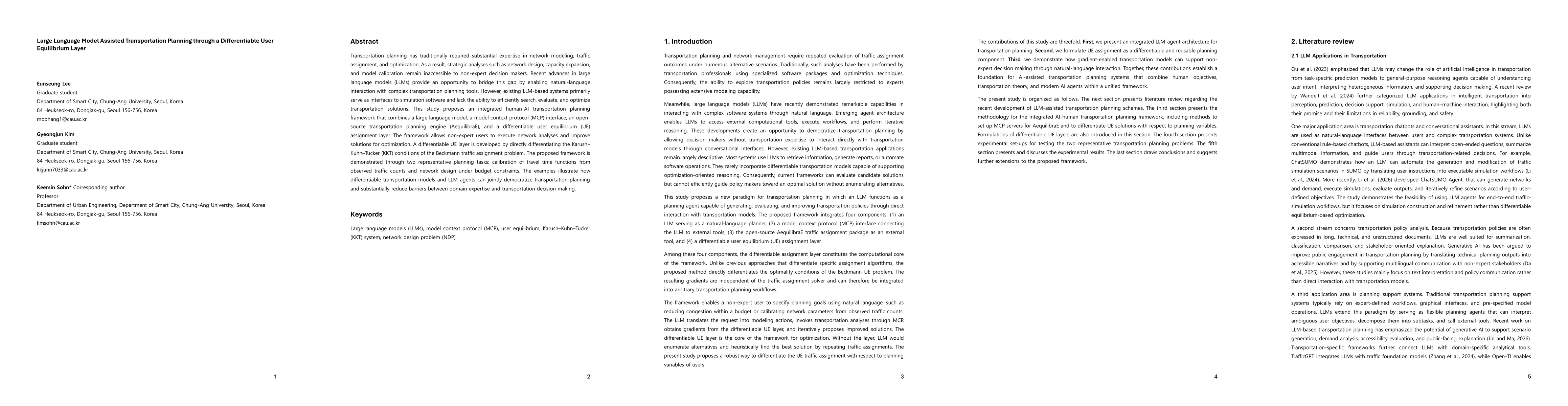 Thumbnail for Large Language Model Assisted Transportation Planning through a Differentiable User Equilibrium Layer