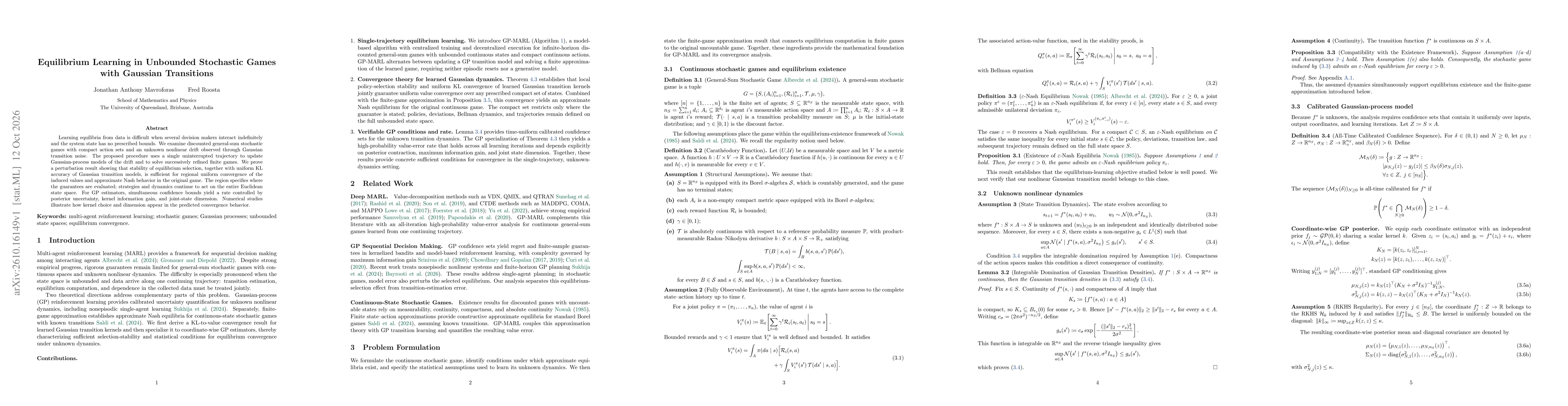 Thumbnail for Equilibrium Learning in Unbounded Stochastic Games with Gaussian Transitions
