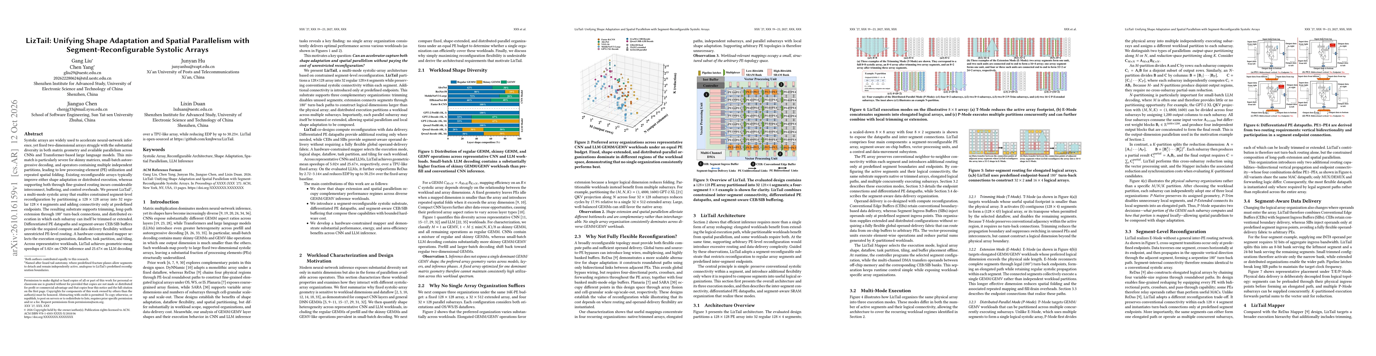 Thumbnail for LizTail: Unifying Shape Adaptation and Spatial Parallelism with Segment-Reconfigurable Systolic Arrays