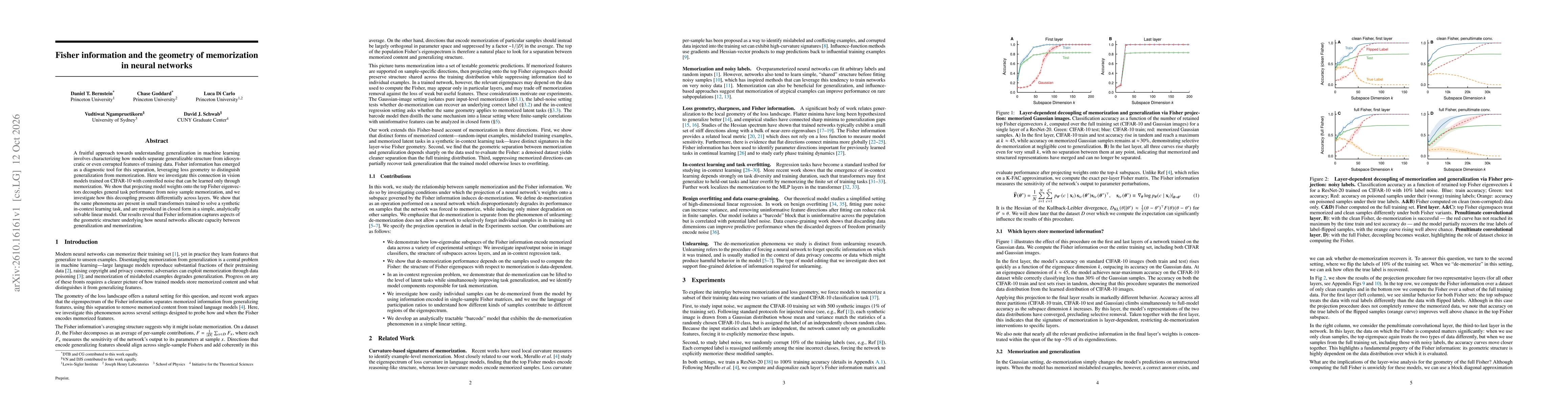 Thumbnail for Fisher information and the geometry of memorization in neural networks