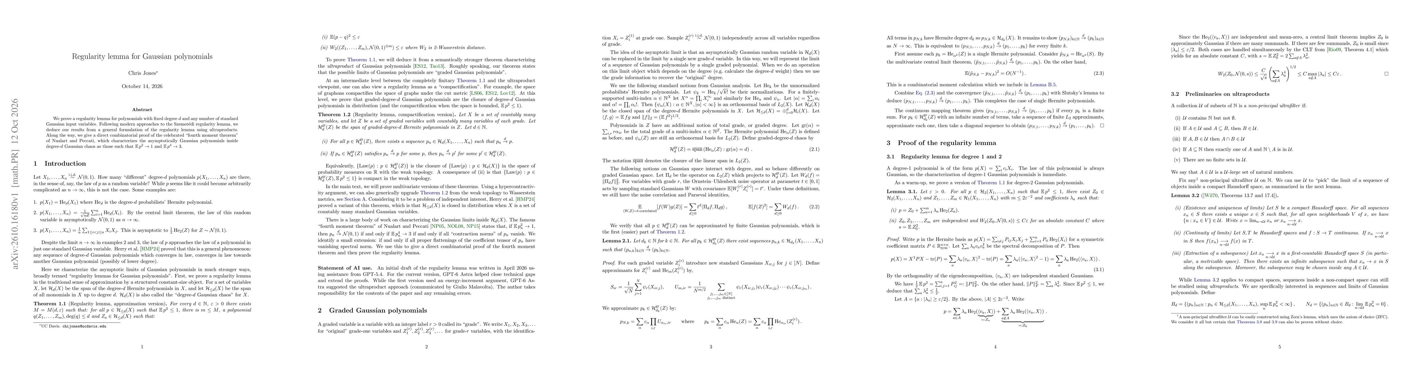 Thumbnail for Regularity lemma for Gaussian polynomials