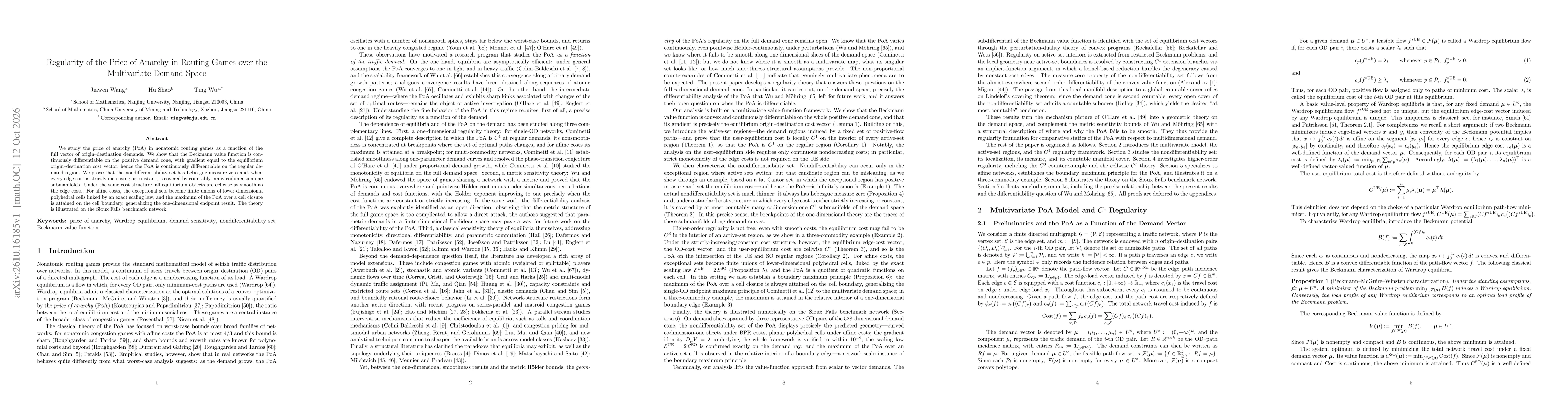 Thumbnail for Regularity of the Price of Anarchy in Routing Games over the Multivariate Demand Space