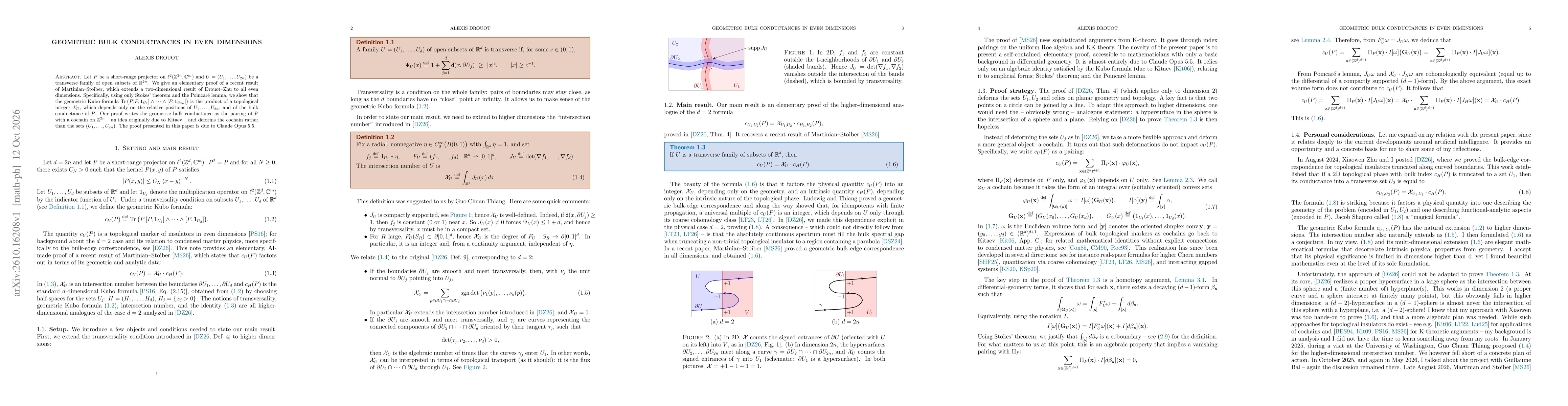 Thumbnail for Geometric bulk conductances in even dimensions