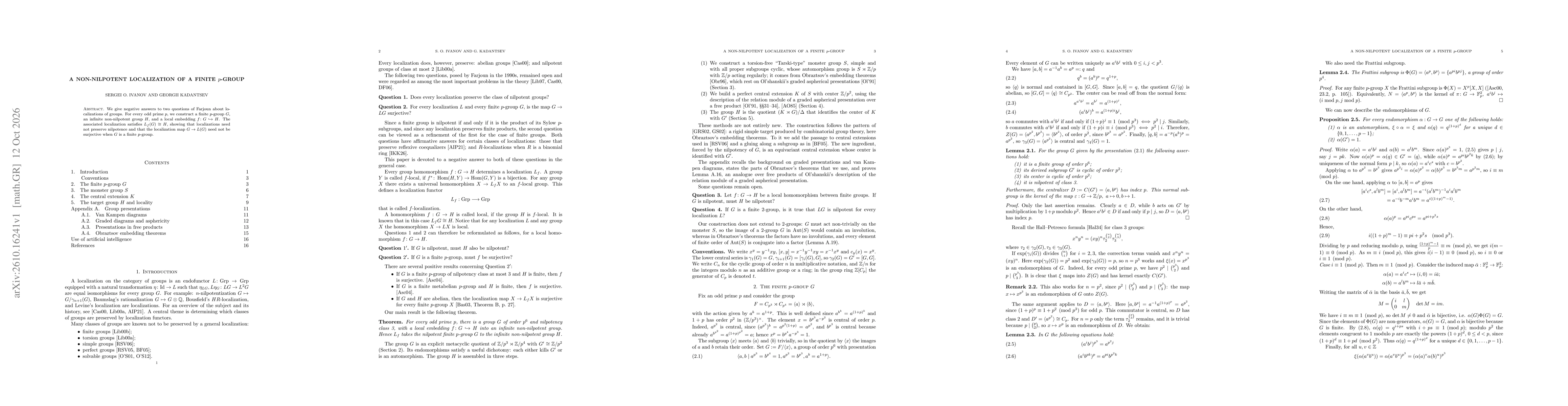 Thumbnail for A non-nilpotent localization of a finite p-group