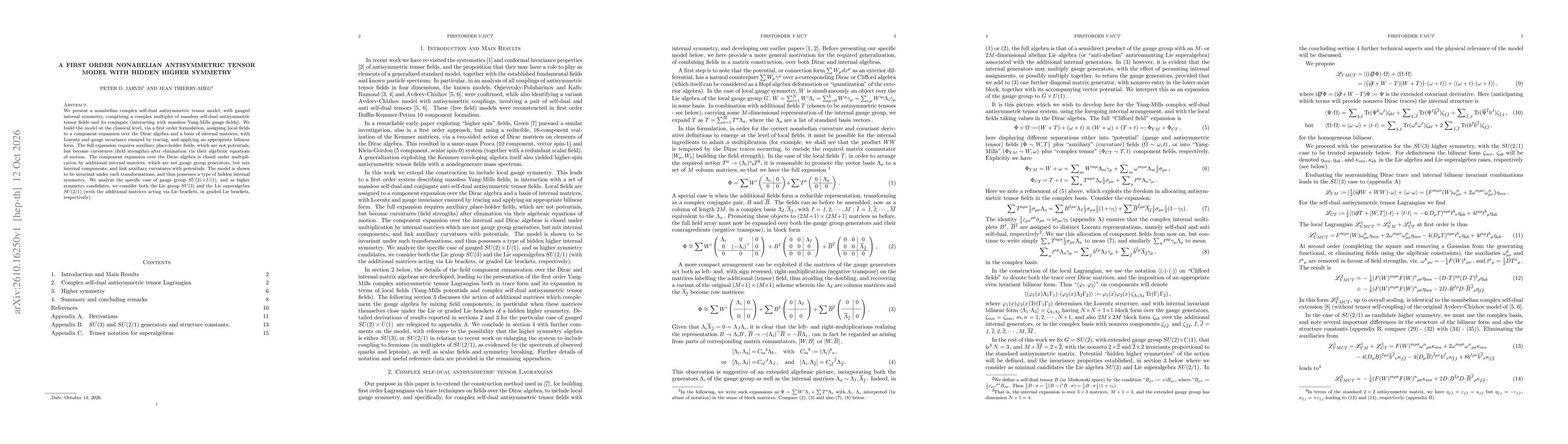 Thumbnail for A first order nonabelian antisymmetric tensor model with hidden higher symmetry
