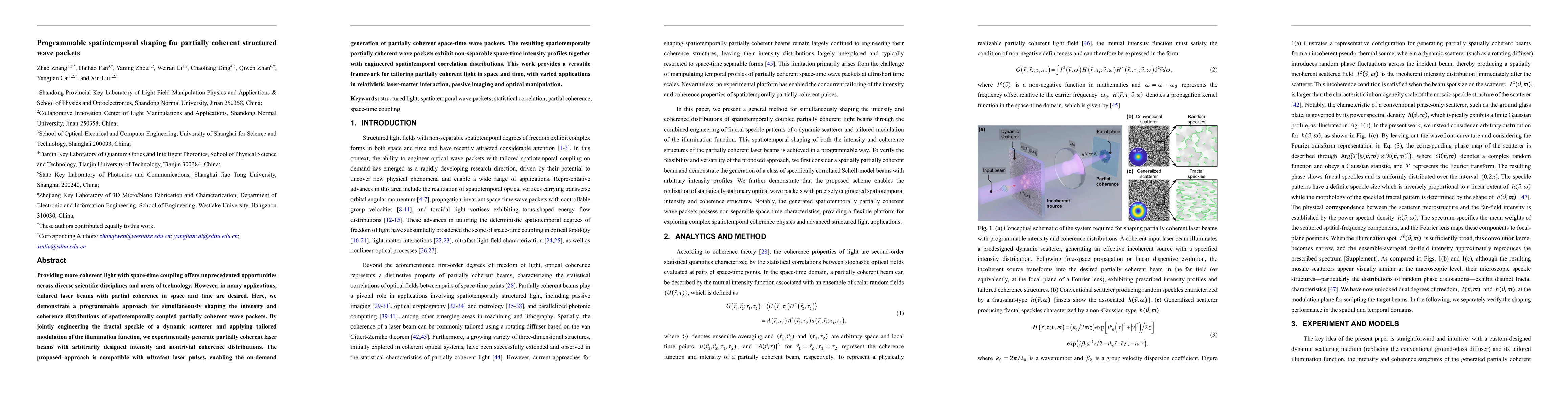 Thumbnail for Programmable spatiotemporal shaping for partially coherent structured wave packets