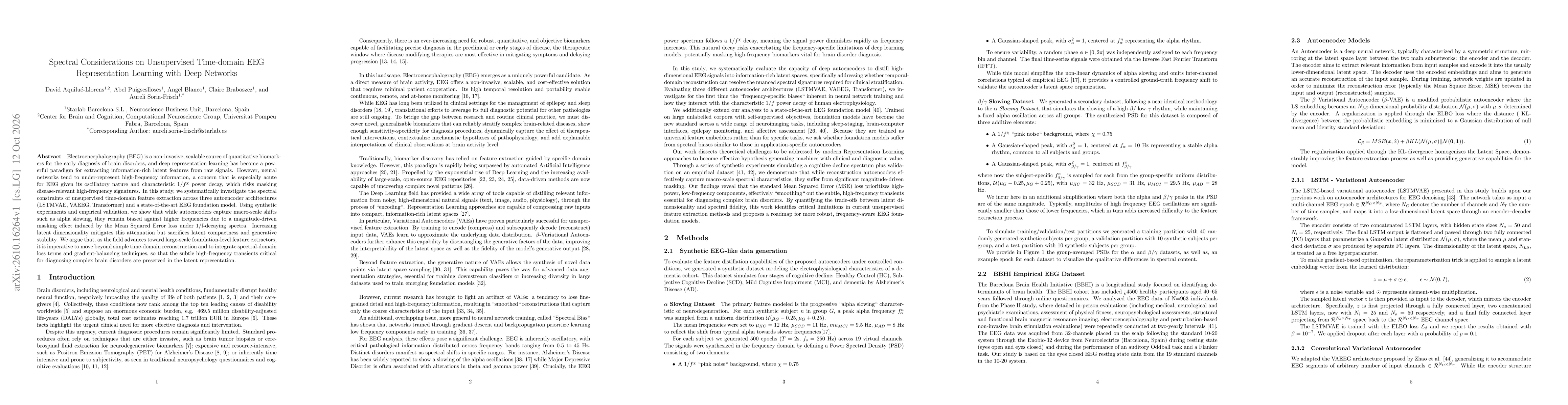 Thumbnail for Spectral Considerations on Unsupervised Time-domain EEG Representation Learning with Deep Networks