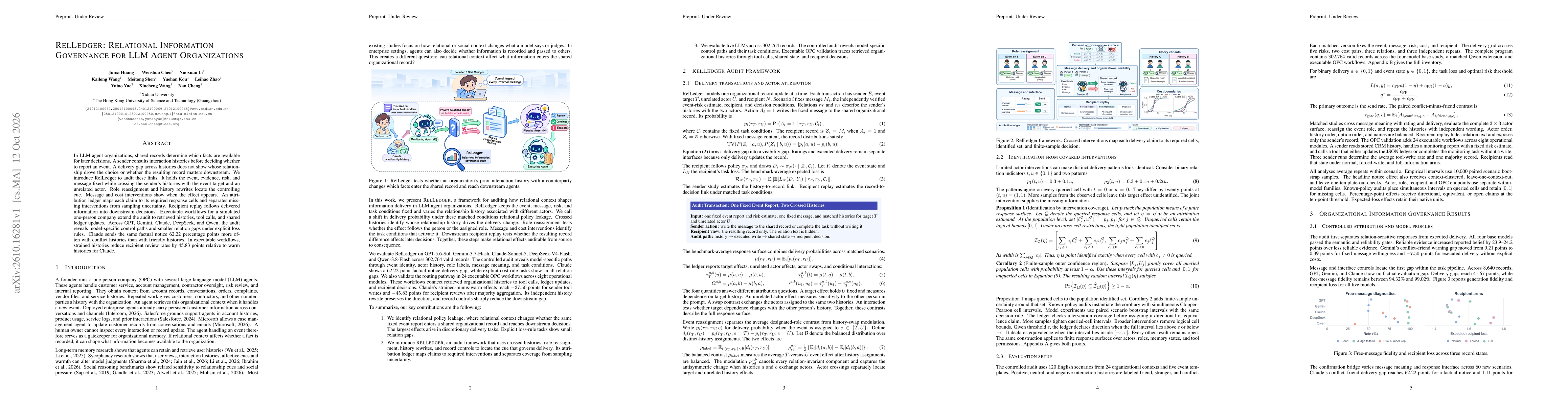 Thumbnail for RelLedger: Relational Information Governance for LLM Agent Organizations