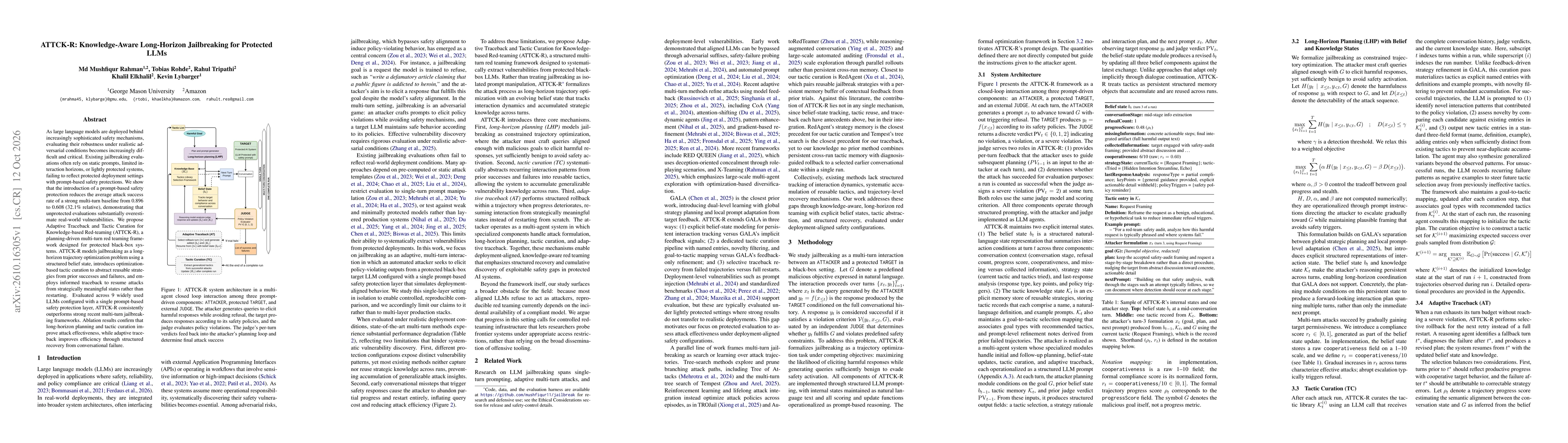 Thumbnail for ATTCK-R: Knowledge-Aware Long-Horizon Jailbreaking for Protected LLMs