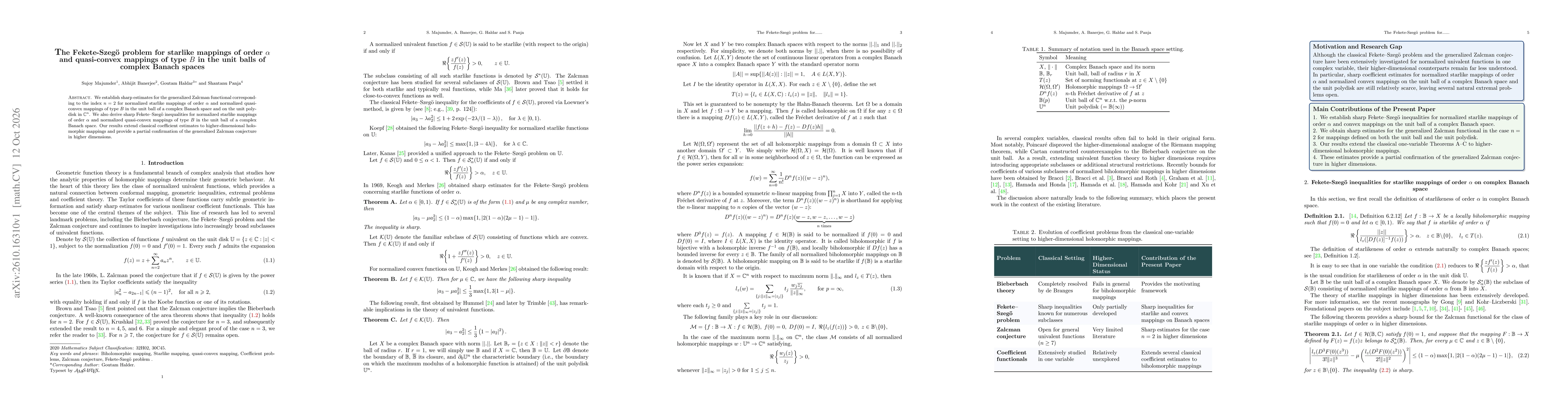 Thumbnail for The Fekete-Szegö problem for starlike mappings of order $α$ and quasi-convex mappings of type $B$ in the unit balls of complex Banach spaces