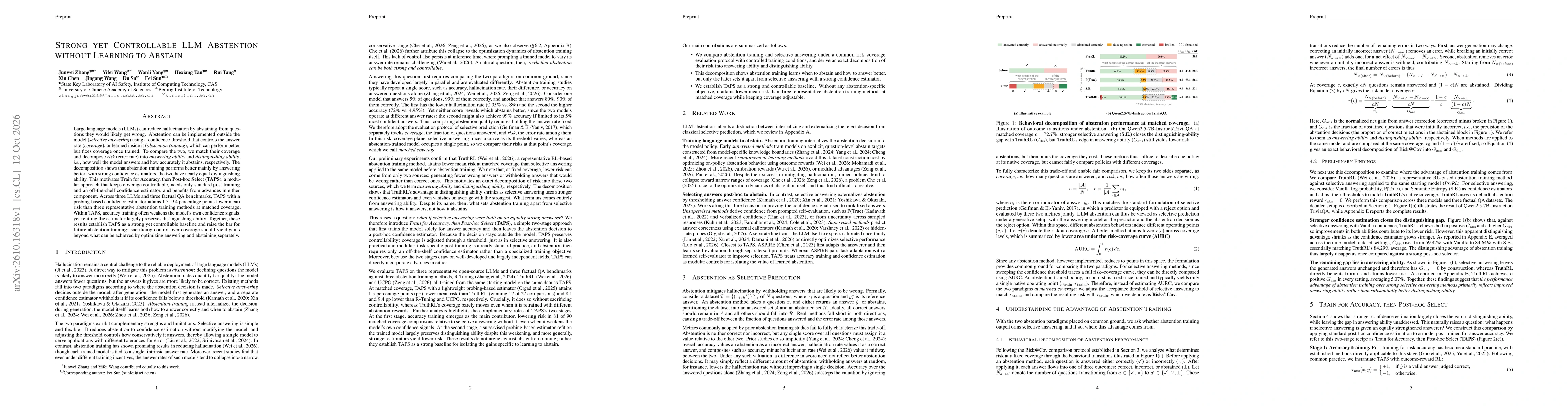 Thumbnail for Strong yet Controllable LLM Abstention without Learning to Abstain