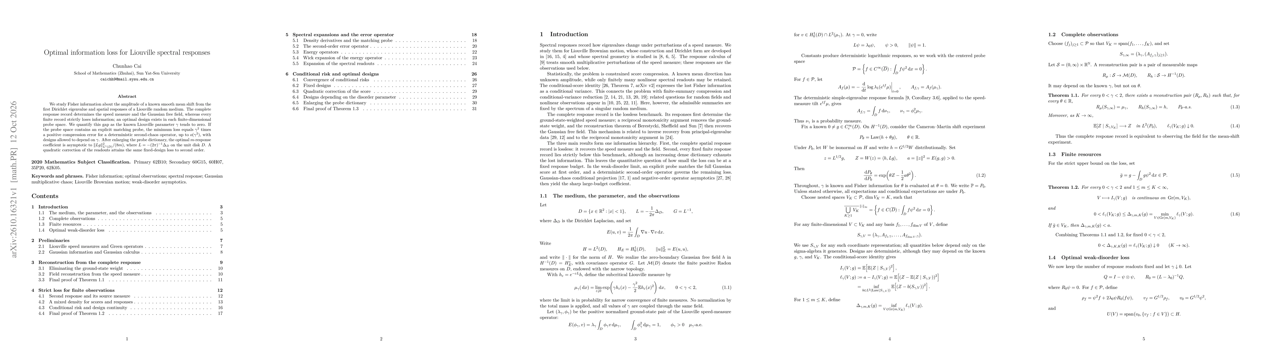 Thumbnail for Optimal information loss for Liouville spectral responses