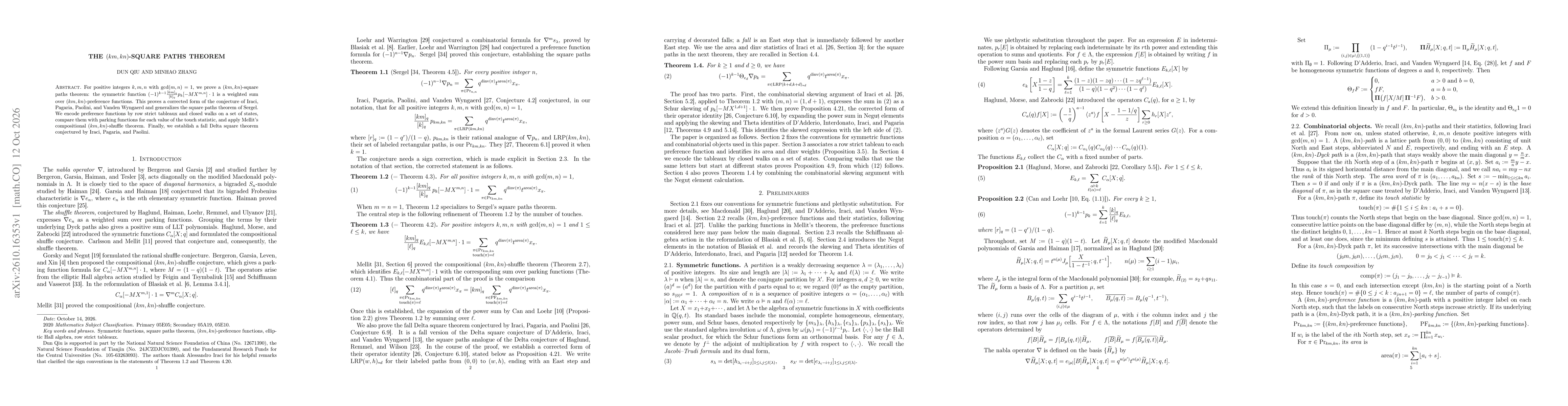 Thumbnail for The $(km,kn)$-square paths theorem
