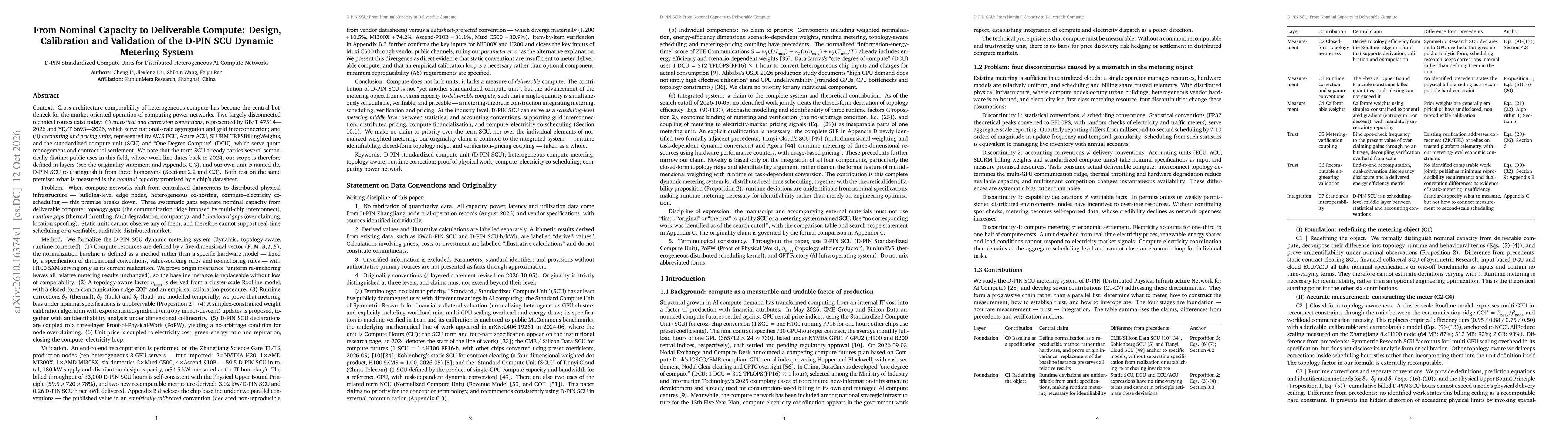 Thumbnail for From Nominal Capacity to Deliverable Compute: Design, Calibration and Validation of the D-PIN SCU Dynamic Metering System