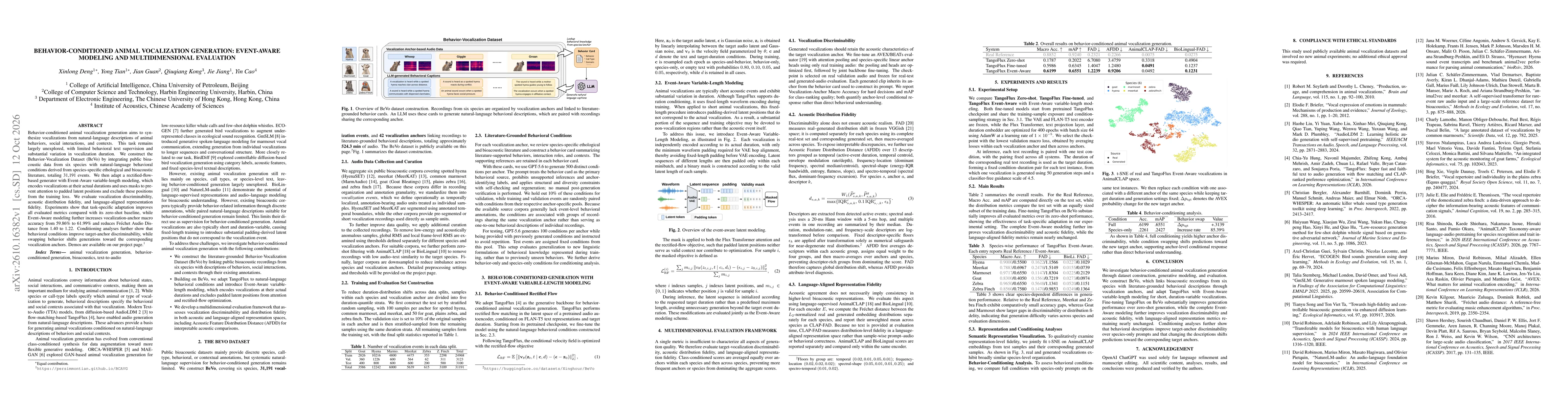 Thumbnail for Behavior-Conditioned Animal Vocalization Generation: Event-Aware Modeling and Multidimensional Evaluation